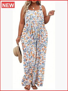 Adjustable Plus Size Jumpsuit Overalls With Pockets